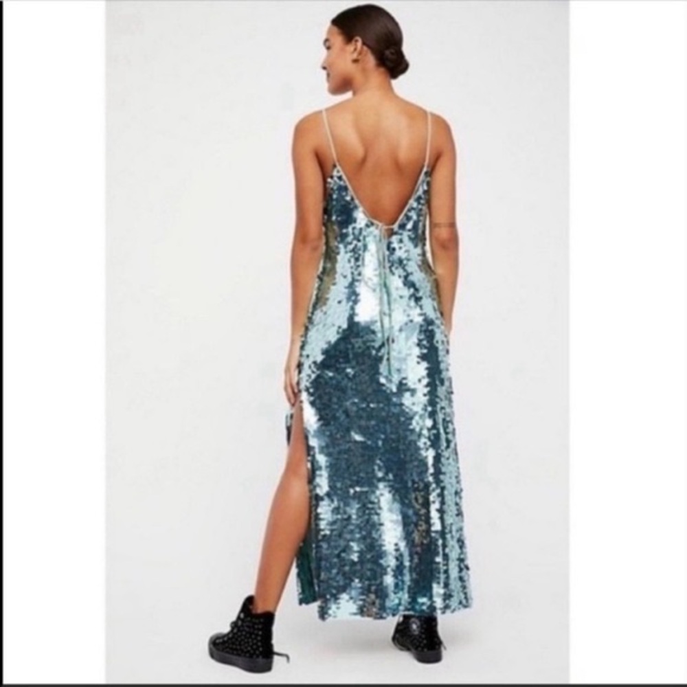 Free People Blue Sequin Maxi Dress